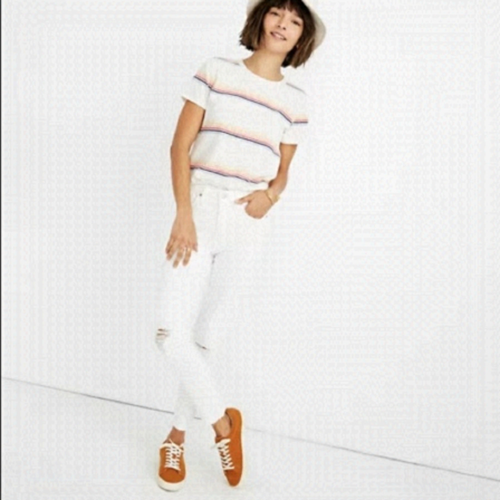 MADEWELL 9" Mid-Rise Skinny in Pure White Distressed Jeans